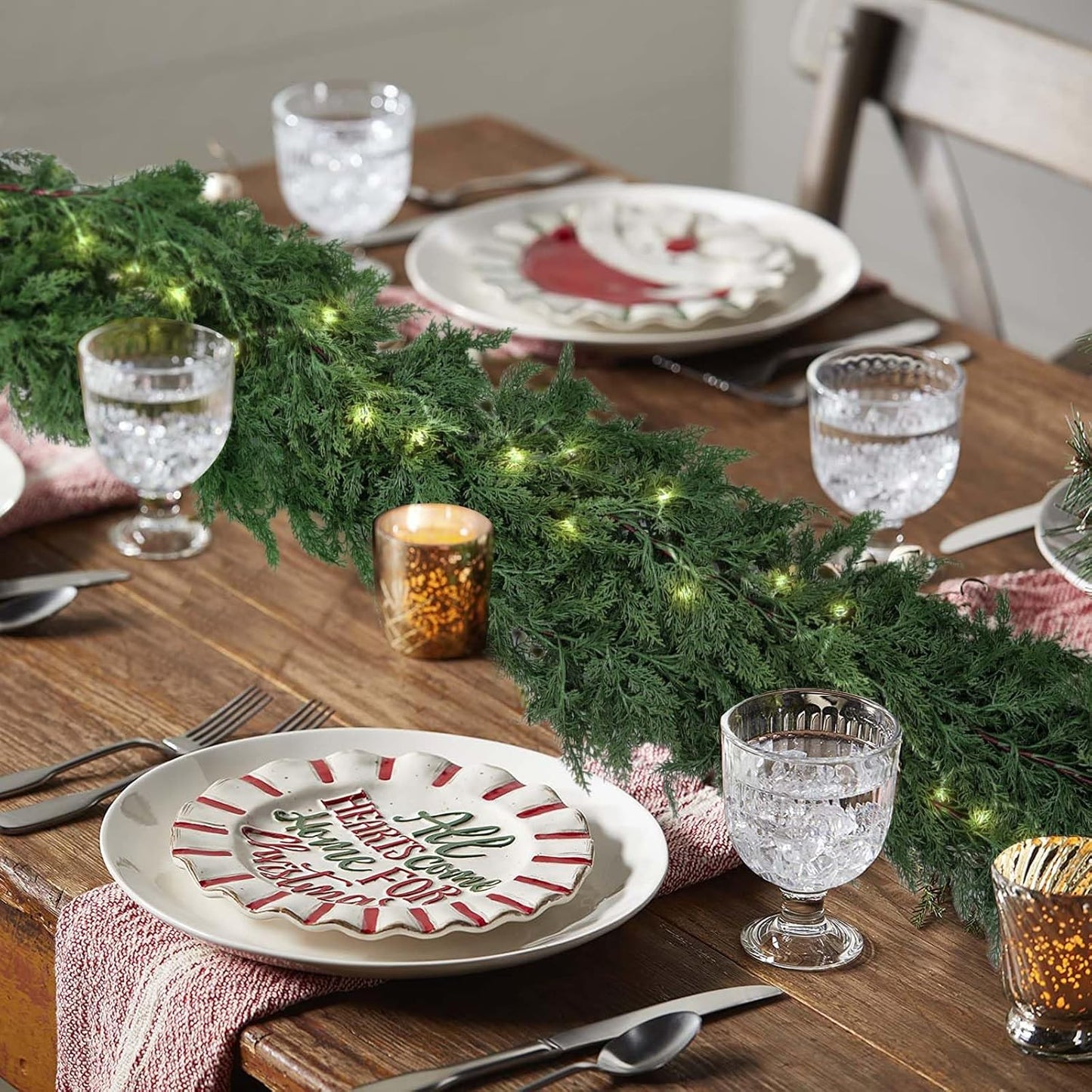 Merry Homegoods™ 9 FT Artificial Cedar Garlands, Real Touch Winter Cedar Pine Garland