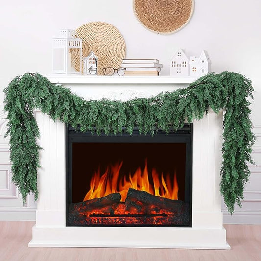 Merry Homegoods™ 9 FT Artificial Cedar Garlands, Real Touch Winter Cedar Pine Garland